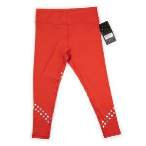 NEW VIE ACTIVE red silver Logo Dot Poppy Rockell 7/8 yoga legging size L